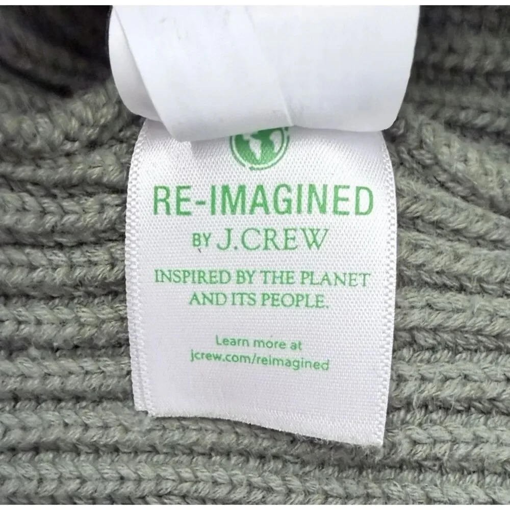 J CREW Knit Sweater Men M Green Ribbed Half-Zip Varsity Stripe Trim Cotton BC592